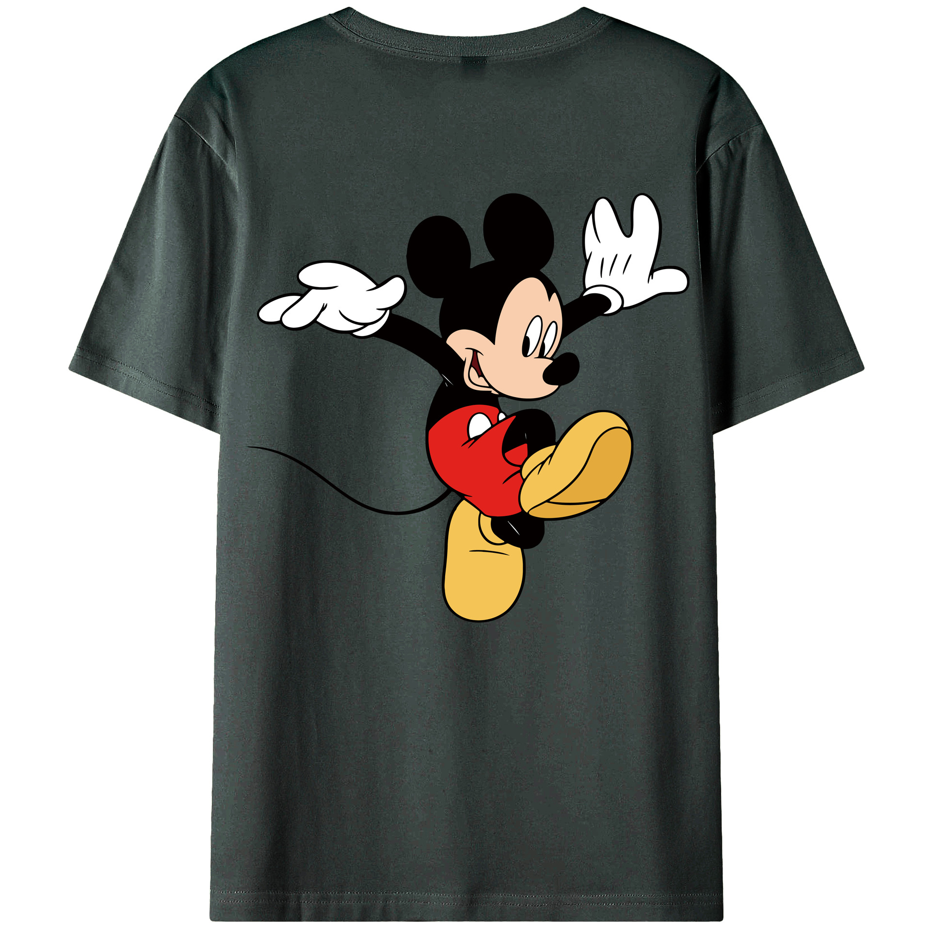 ミッキーマウス Mickey Mouse 綿100％ メンズ半袖Tシャツ（バックプリント） 通気性
